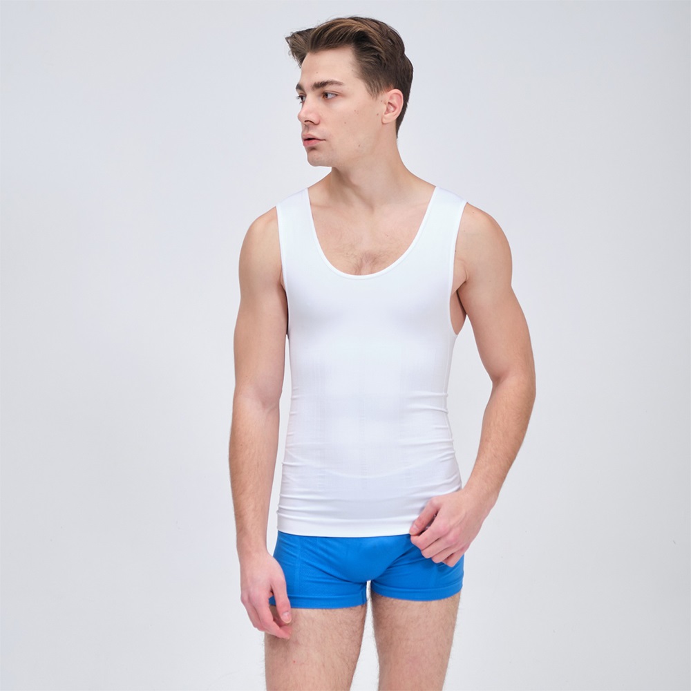 Nzk Man 9400 Erkek Vücut Şekillendirici Ve Sıkılaştırıcı Dikişsiz Korse Atlet - Beyaz