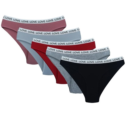 Dondeza 258 Bayan Beli Yazılı Düz Bikini - Karışık Renk