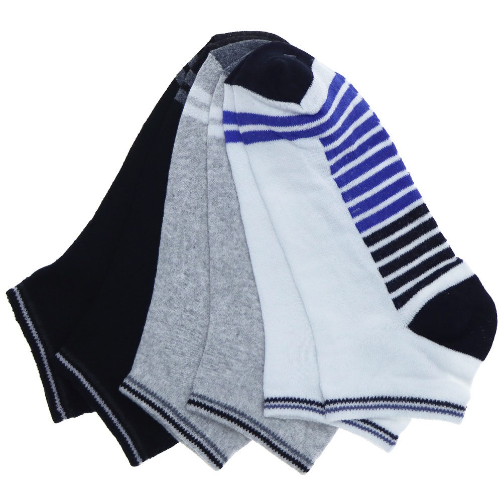 Beybox Erkek Likralı Desenli Kuşaklı 3Lü Patik Çorap (24 Lü)