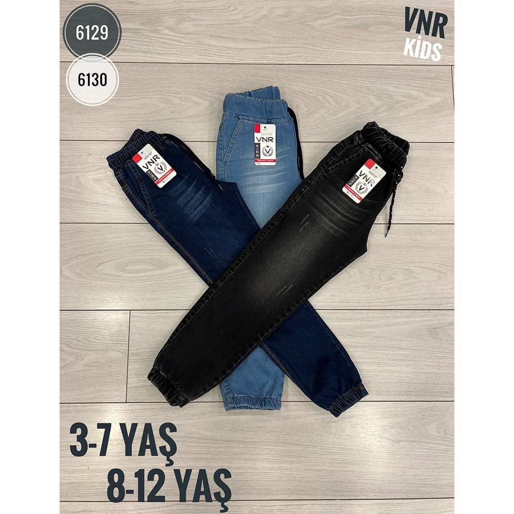 VNR 6130 Erkek Çocuk Rahat Giyim Lastikli Kot Pantolon 8-12 Yaş