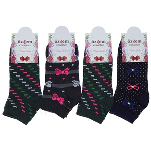 Özlem Bayan Desenli Likralı Patik Çorap