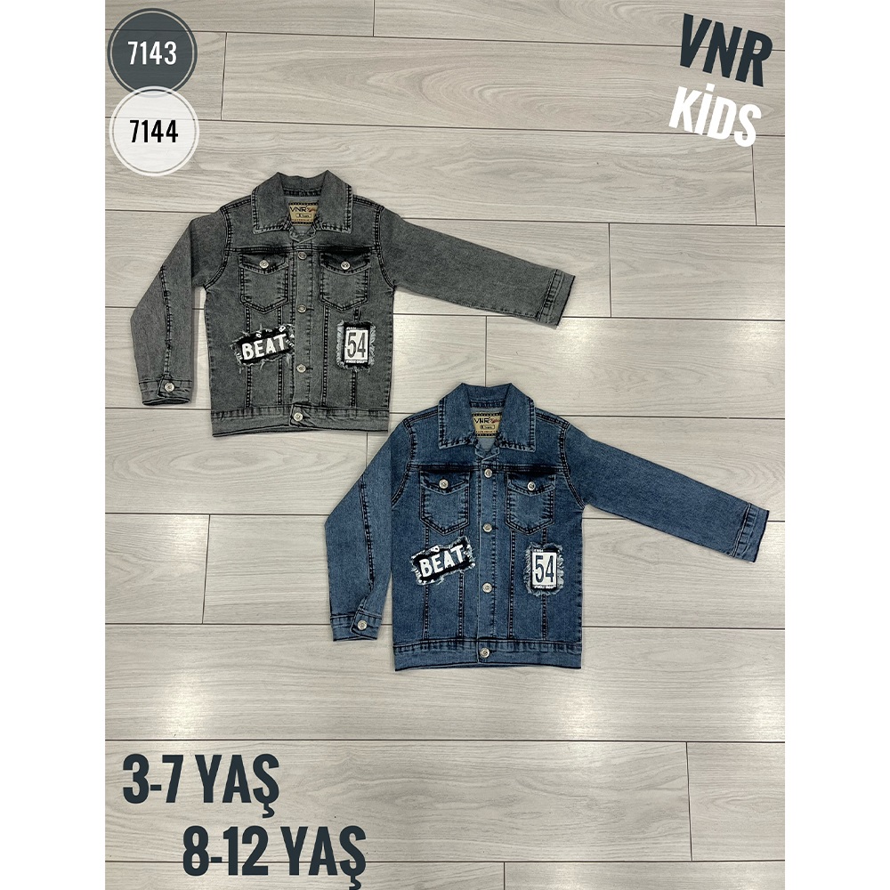 VNR 7144 Erkek Çocuk Beat Bas Model Kot Ceket 8-12 Yaş