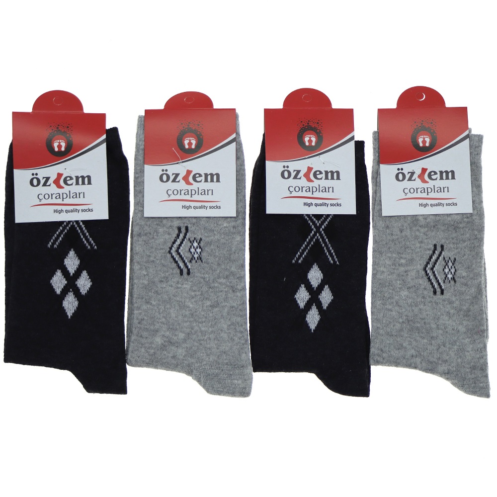 Özlem Erkek Desenli Likralı Soket Çorap