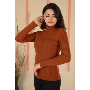 Buğra Bayan Triko Likralı Kabartma Desenli Boğazlı 3 Lü Badi