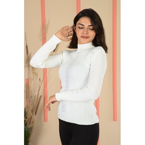 Buğra Bayan Triko Likralı Kabartma Desenli Boğazlı 3 Lü Badi