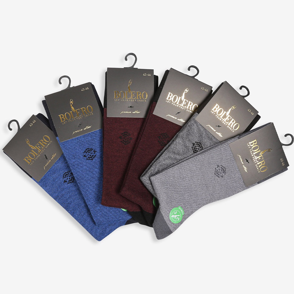 Bolero E-70 Erkek Bambu Jakar Desenli Dikişsiz Likralı Soket Çorap - Karışık Renk