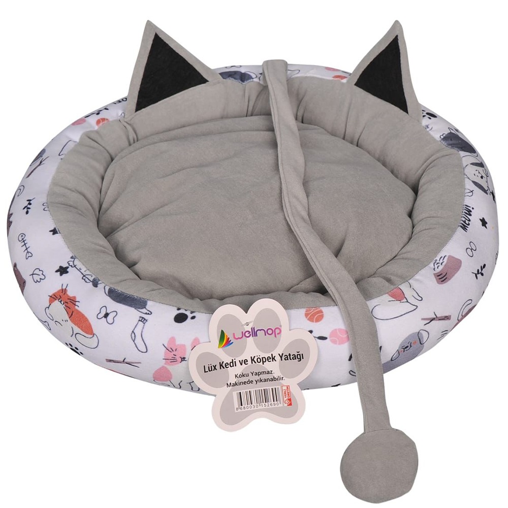 Wellmop Dijital Baskı Desenli Kedi ve Köpek Yatağı Minderi