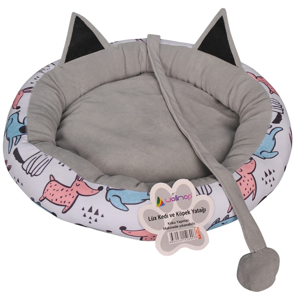 Wellmop Dijital Baskı Desenli Kedi ve Köpek Yatağı Minderi