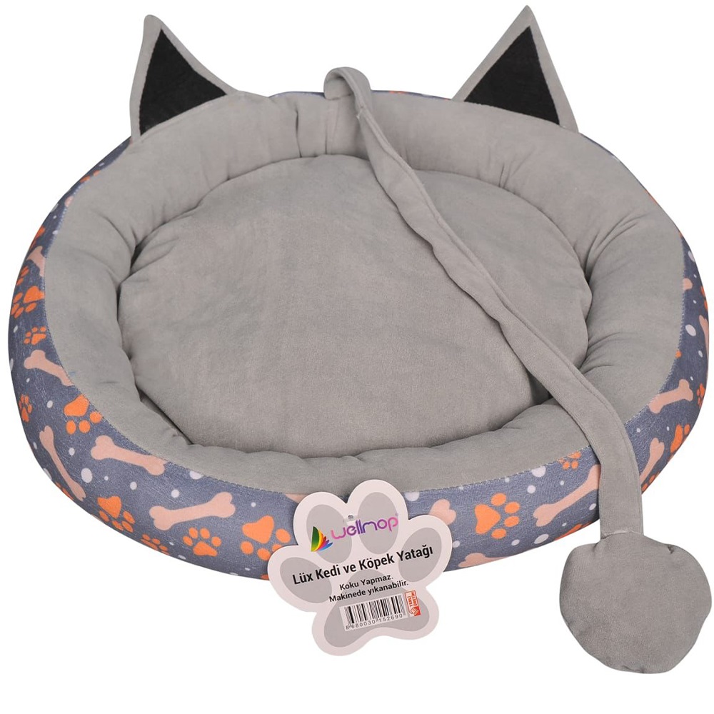 Wellmop Dijital Baskı Desenli Kedi ve Köpek Yatağı Minderi