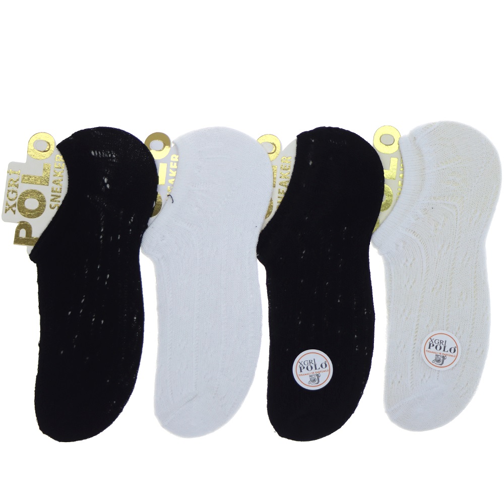 X Gri Polo B-3 Bayan 3 Lü Parfümlü File Sneakers Çorap - Karışık Renk