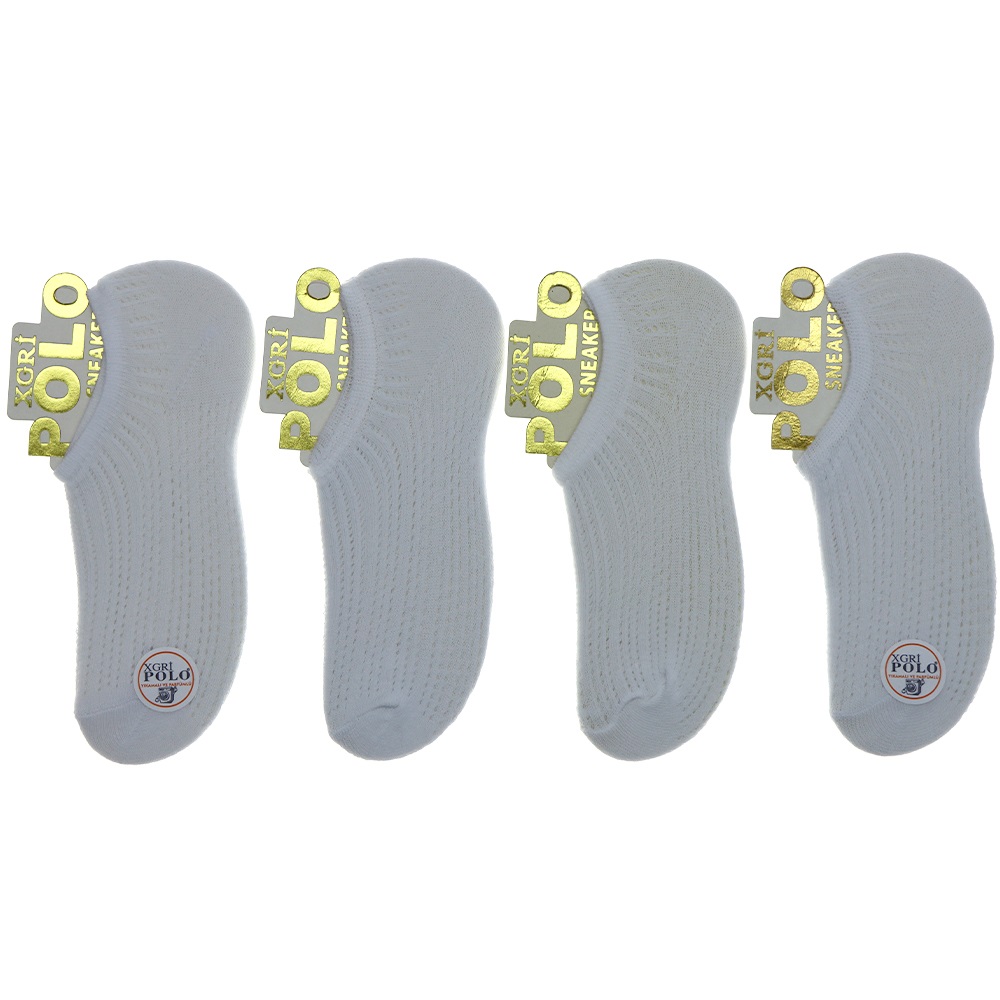 X Gri Polo B-3 Bayan 3 Lü Parfümlü File Sneakers Çorap - Karışık Renk