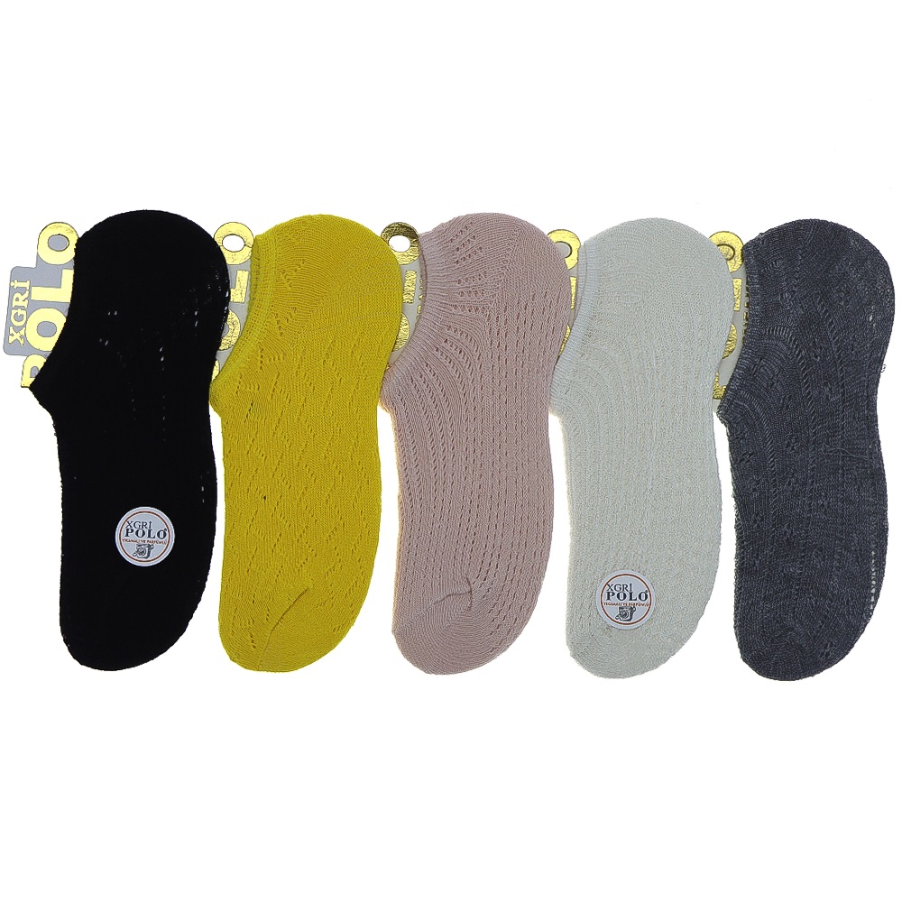 X Gri Polo B-3 Bayan 3 Lü Parfümlü File Sneakers Çorap - Karışık Renk