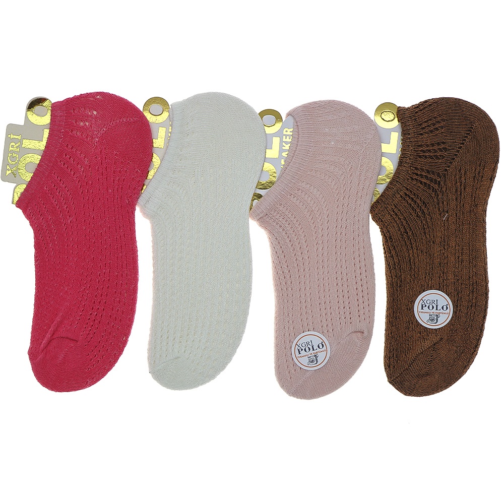 X Gri Polo B-3 Bayan 3 Lü Parfümlü File Sneakers Çorap - Karışık Renk