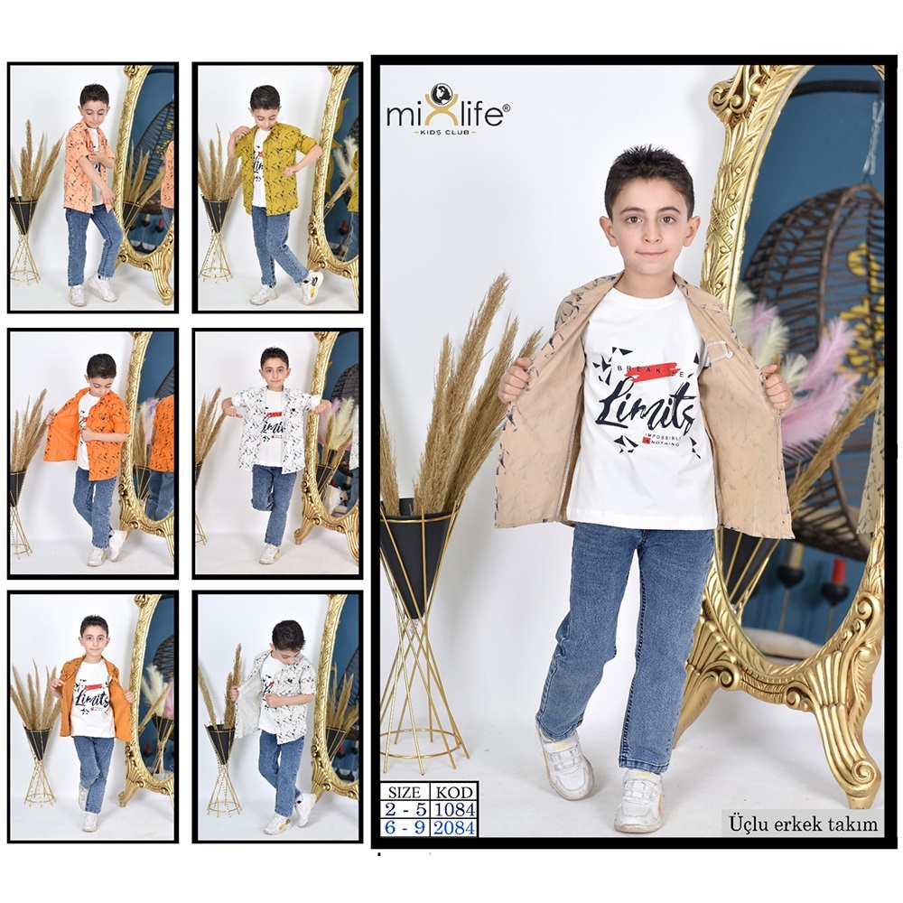 Mix Life 2084 Erkek Çocuk Limits Bas Tişörtlü 3 Lü Takım 6-9 Yaş
