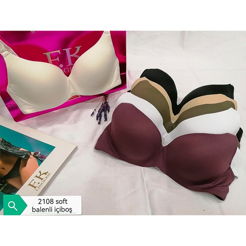 F.K 2108 Bayan Balenli Desteksiz Sütyen 80-95 - Ekru