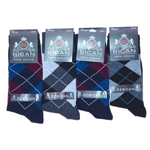 Öz Bican 0064 Erkek Likralı Desenli Soket Çorap - Karışık Renk