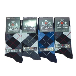 Öz Bican 0064 Erkek Likralı Desenli Soket Çorap - Karışık Renk