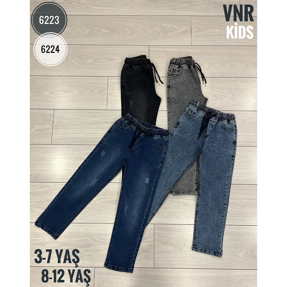 VNR 6224 Erkek Çocuk Lastikli Kot Pantolon 8-12 Yaş