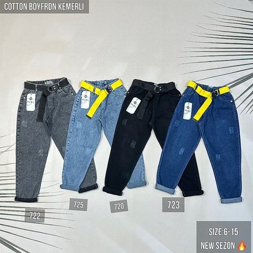 Puba 723-1 Erkek Çocuk Boy Friend Kot Pantolon 6-10 Yaş - Koyu Mavi - 6-10 YAŞ