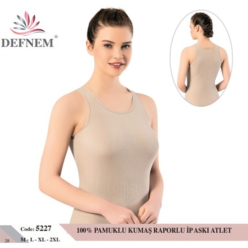 Defnem 5227 Bayan Fitilli Kalın Askı Atlet- Gri