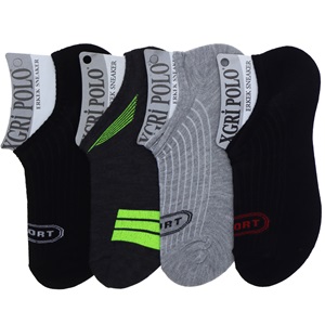 X Gri Polo E-15 Erkek Likralı 3 Lü Sneakers Çorap - Düz Karışık Renk