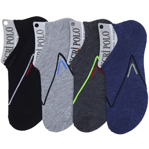 X Gri Polo E-15 Erkek Likralı 3 Lü Sneakers Çorap - Düz Karışık Renk