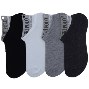 X Gri Polo E-15 Erkek Likralı 3 Lü Sneakers Çorap - Düz Karışık Renk