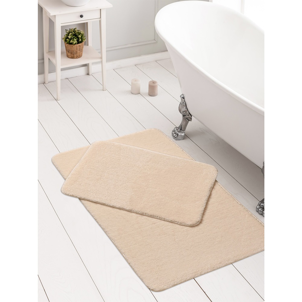 Berroni Peluş 2 Li Klozet Takımı 60X100 - 50X60 Cm - Pudra