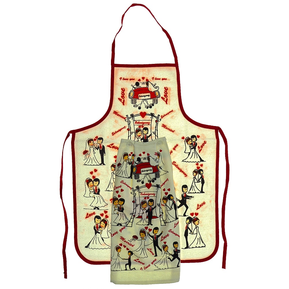 Melih Tekstil Desenli Havlulu Mutfak Önlüğü