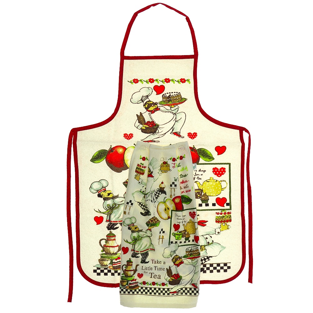 Melih Tekstil Desenli Havlulu Mutfak Önlüğü