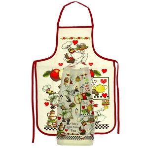 Melih Tekstil Desenli Havlulu Mutfak Önlüğü