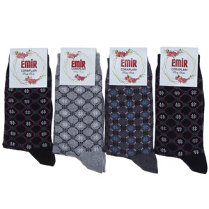 Emir 8911 Bayan Likralı Desenli Mevsimlik Soket Çorap - Karışık Renk