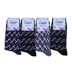 Emir 8911 Bayan Likralı Desenli Mevsimlik Soket Çorap - Karışık Renk