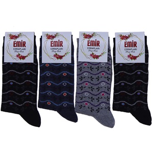 Emir 8911 Bayan Likralı Desenli Mevsimlik Soket Çorap - Karışık Renk