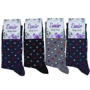 Emir 8911 Bayan Likralı Desenli Mevsimlik Soket Çorap - Karışık Renk