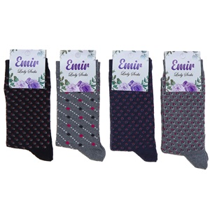 Emir 8911 Bayan Likralı Desenli Mevsimlik Soket Çorap - Karışık Renk