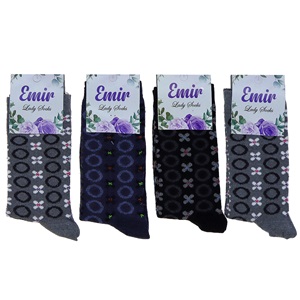 Emir 8911 Bayan Likralı Desenli Mevsimlik Soket Çorap - Karışık Renk