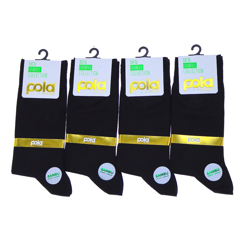 Pola 4000-4020 Erkek Likralı Bambu Soket Çorap -Siyah-PAKET İÇİ TEK RENK