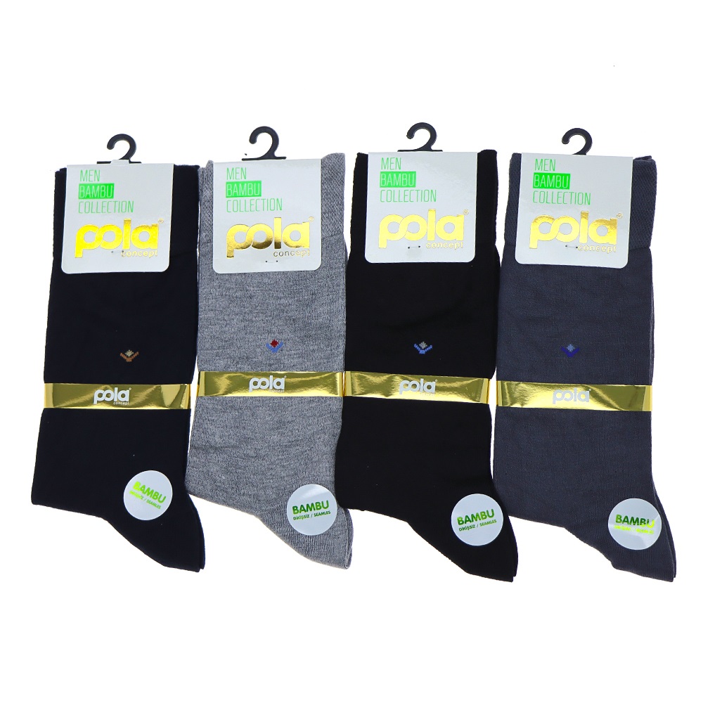 Pola 4000-4020 Erkek Likralı Bambu Soket Çorap -Siyah-PAKET İÇİ TEK RENK