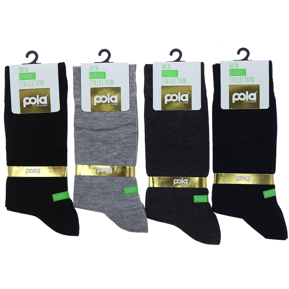 Pola 4000-4020 Erkek Likralı Bambu Soket Çorap -Siyah-PAKET İÇİ TEK RENK