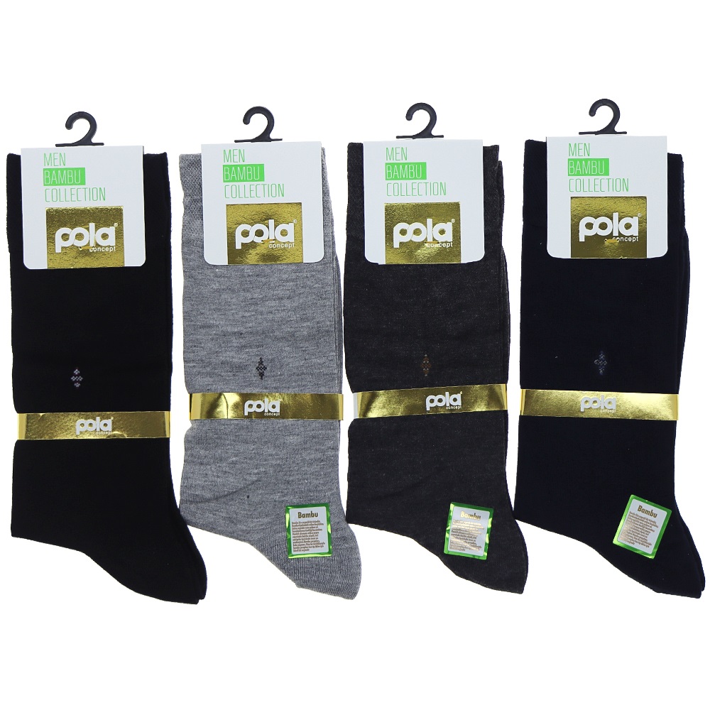 Pola 4000-4020 Erkek Likralı Bambu Soket Çorap -Siyah-PAKET İÇİ TEK RENK