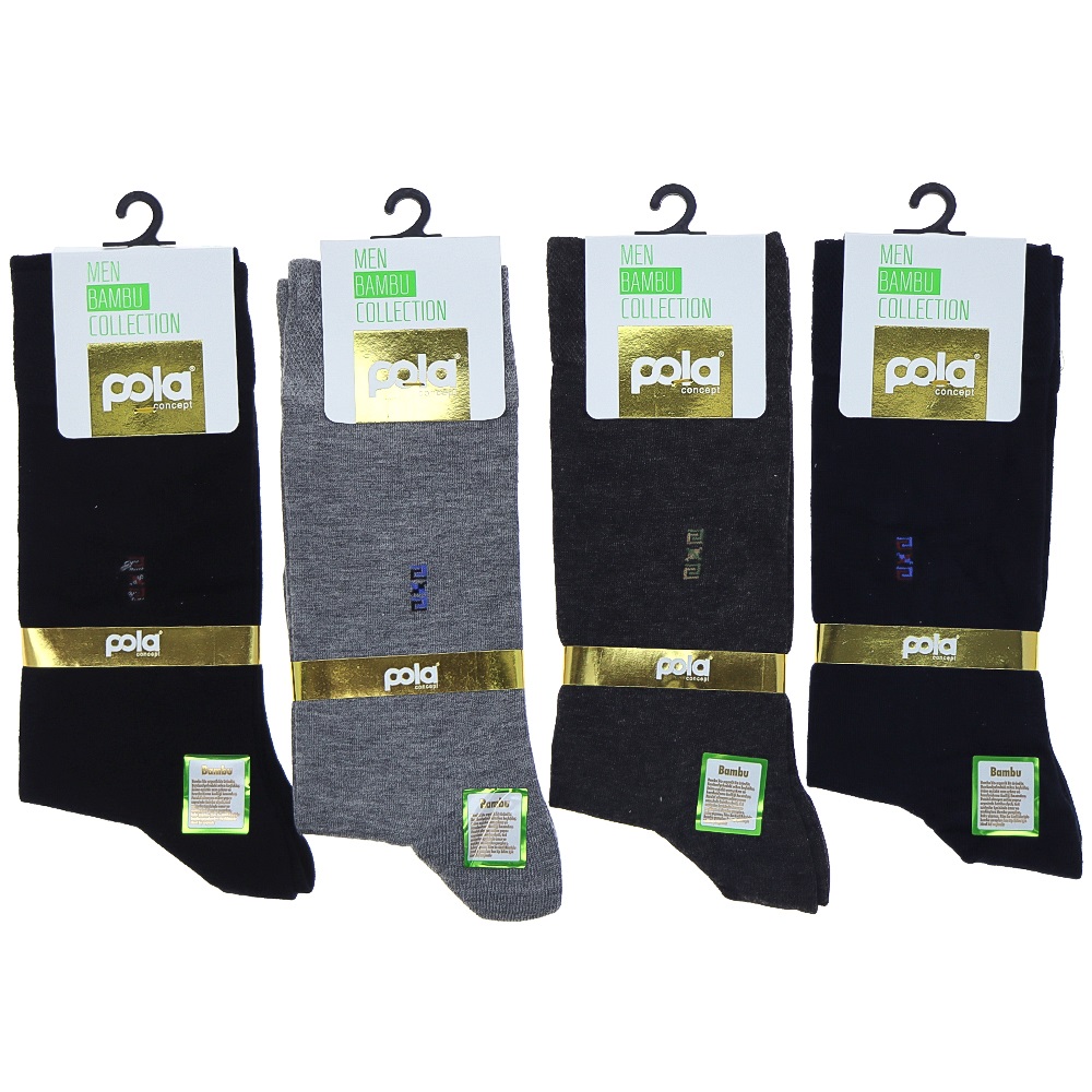 Pola 4000-4020 Erkek Likralı Bambu Soket Çorap -Siyah-PAKET İÇİ TEK RENK