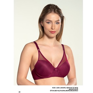 Billiza 2250 Bayan Desteksiz Yarım Kulaklı Şeffaf Sütyen 85-95 - Bordo - 80-85-90