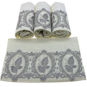 Yoncagül 50x90 cm Kadife Fransız Dantelli El Yüz Havlusu