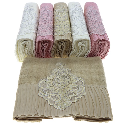 İfh Bukle Kadife Pliseli El Yüz Havlusu 50x90 cm