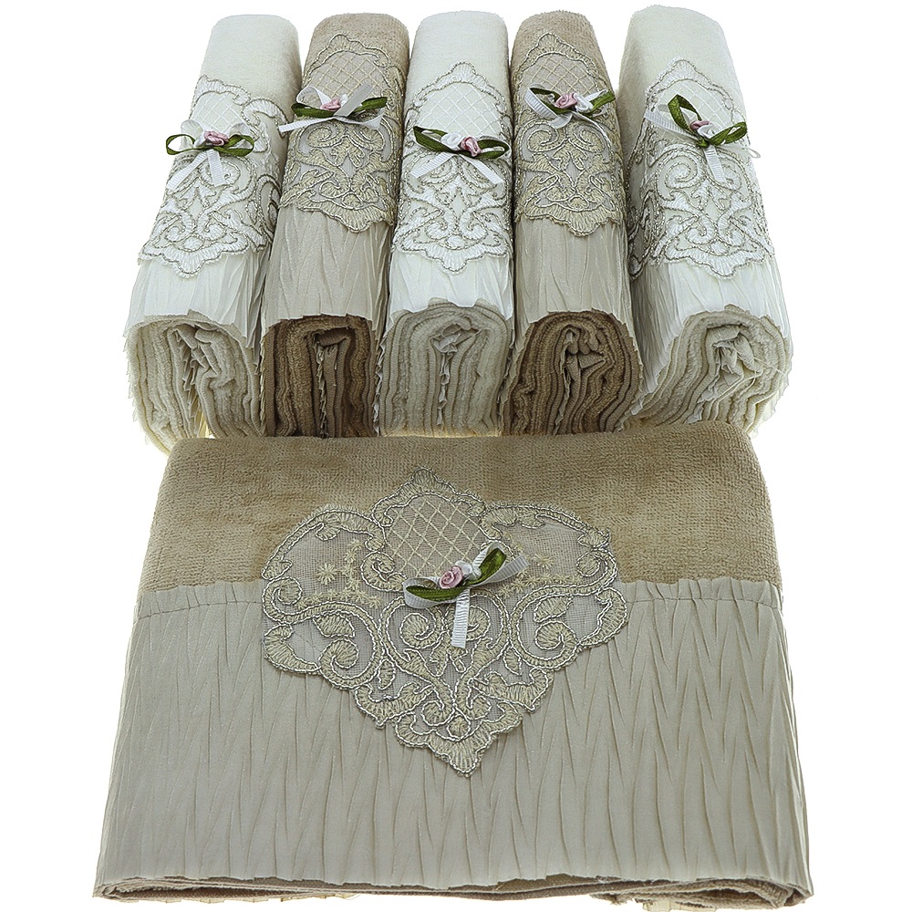 İfh Bukle Kadife Pliseli El Yüz Havlusu 50x90 cm