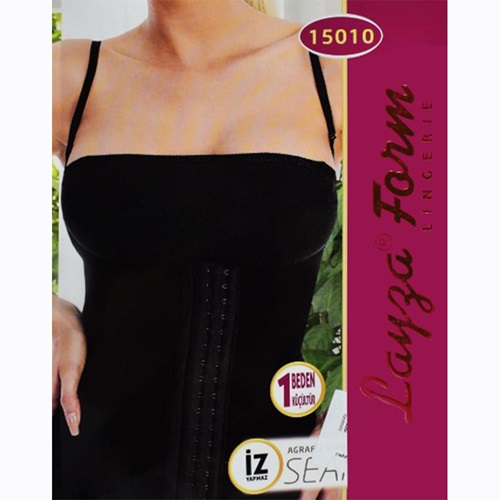 Layza Form Bayan 15010 Agraflı Askılı Toparlayıcı Atlet - Siyah - L
