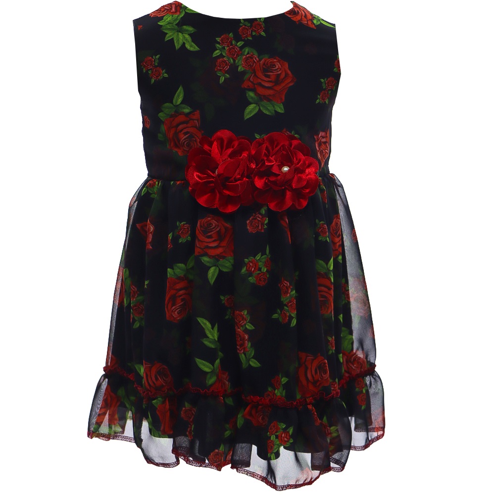 Leydi Lina 347 Kız Çocuk Şifon Güllü Elbise 1-3 Yaş