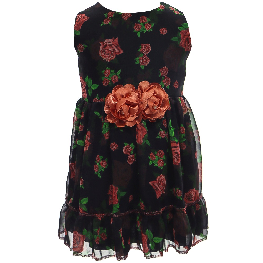 Leydi Lina 347 Kız Çocuk Şifon Güllü Elbise 1-3 Yaş