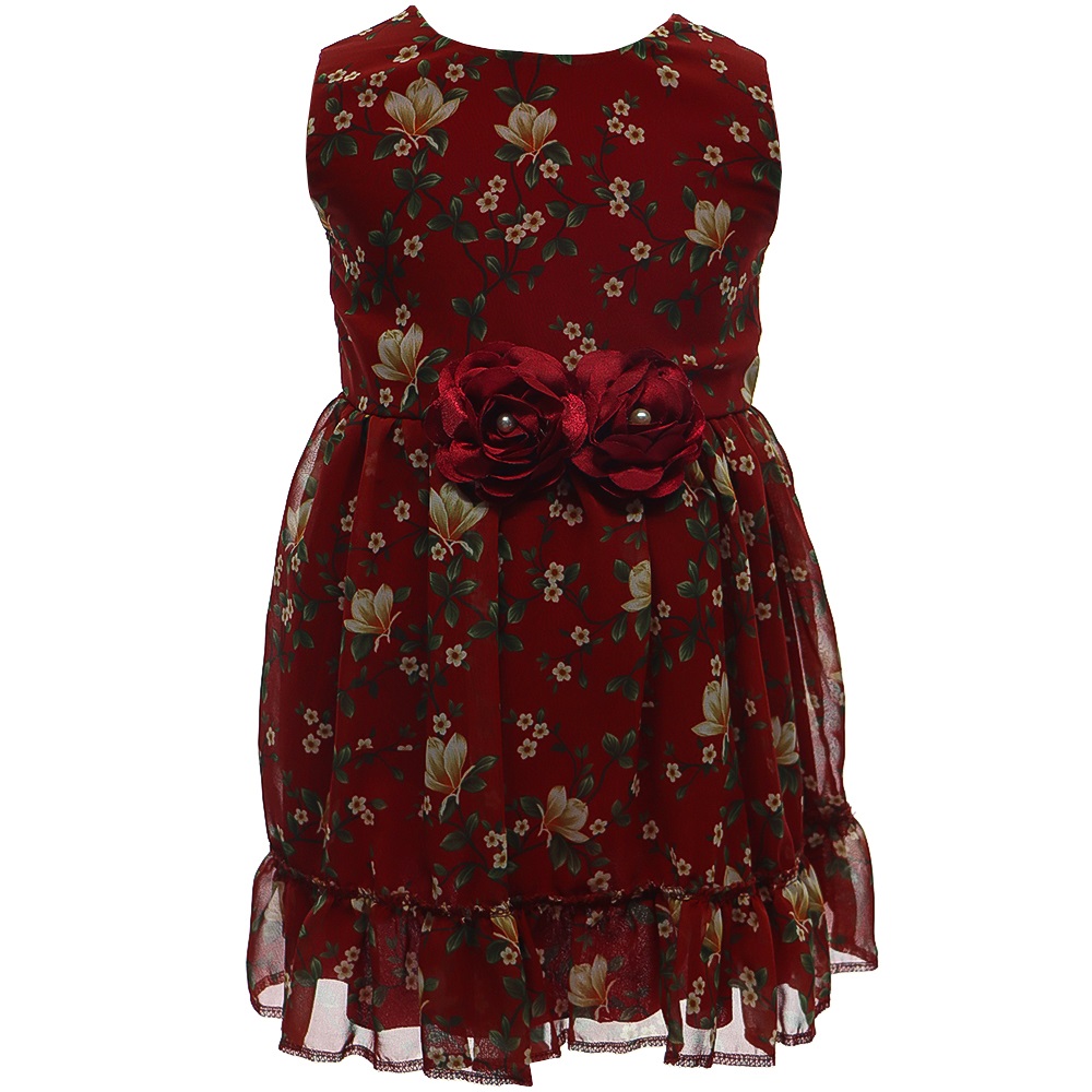 Leydi Lina 347 Kız Çocuk Şifon Güllü Elbise 1-3 Yaş